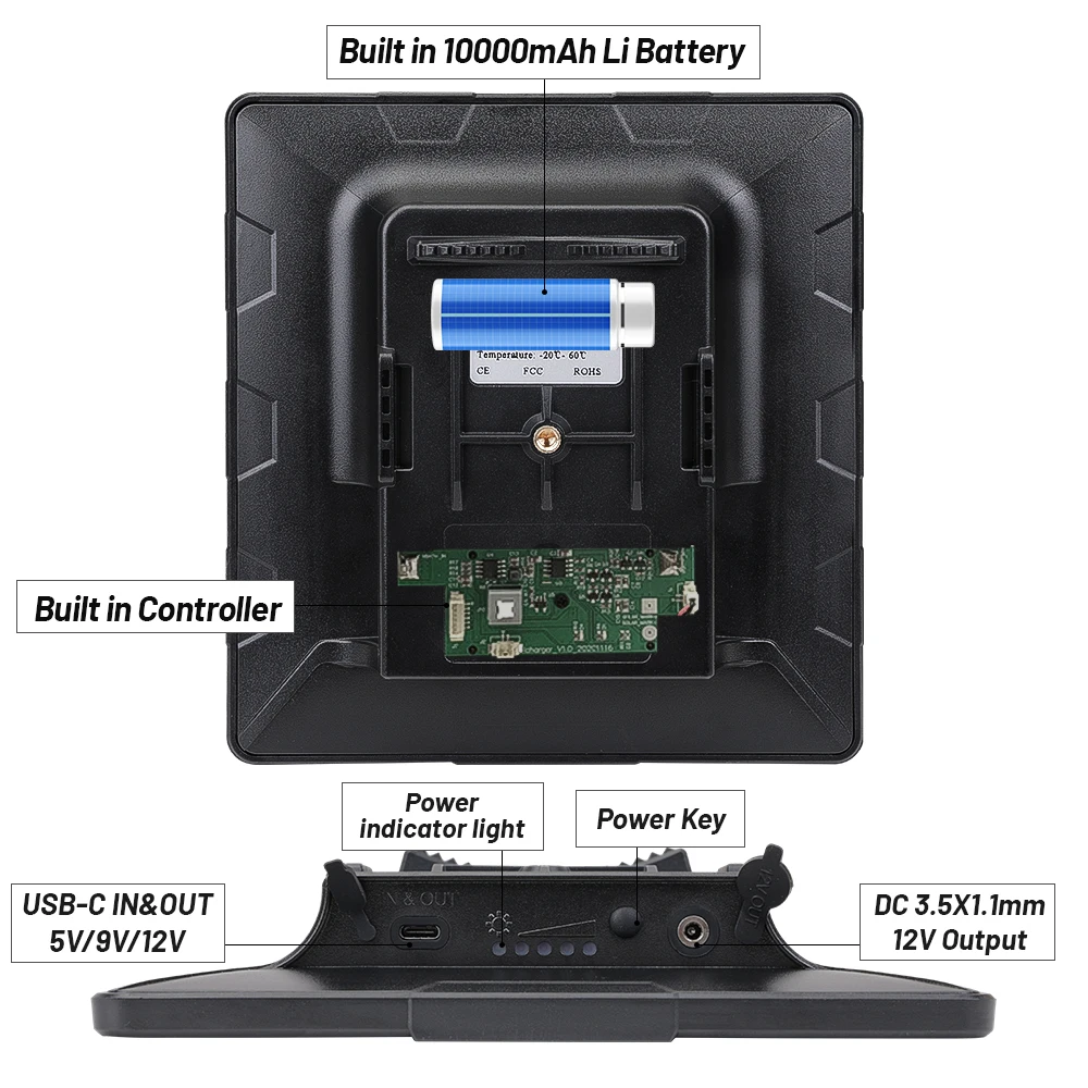 Panel solar para cámara Trail, kit de cargador de batería solar Batería incorporada de 7500 mA, salida USB-C de 12 V/6 V, para cámara de juego Trail - imagen 4