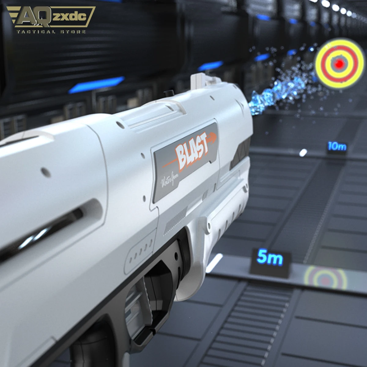 Una pistola blanca con la palabra explosión