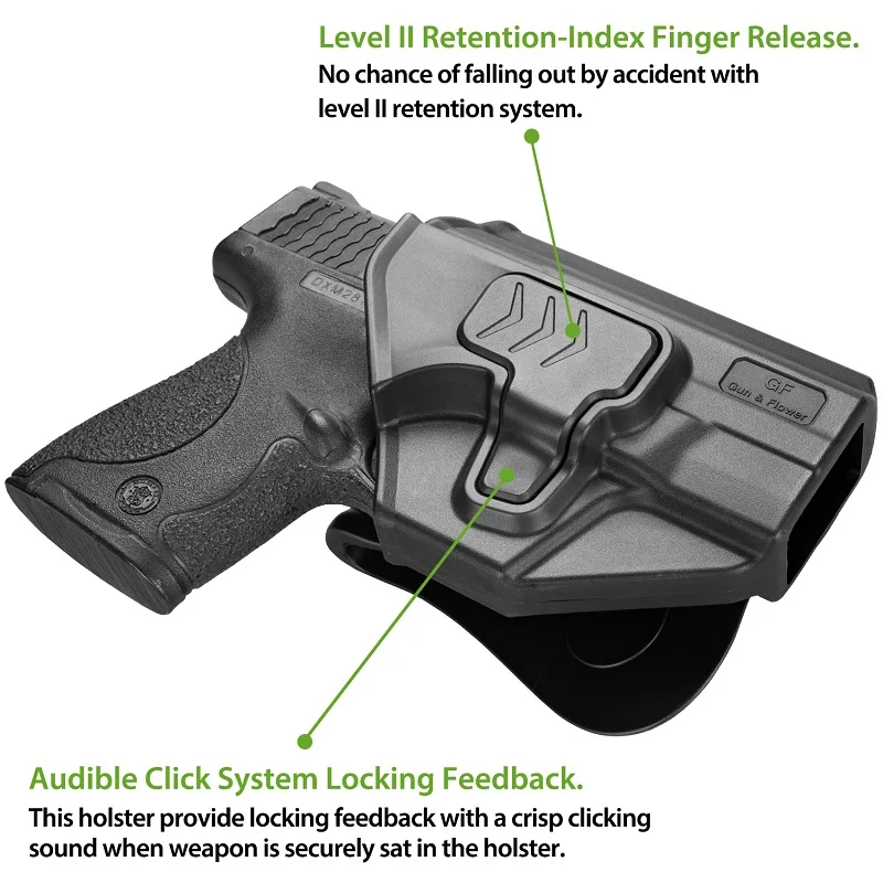 Para S & W M & P Sheild funda táctica de polímero OWB, funda de paleta mate nivel 2 bolsa de soporte negra pistola y flor de mano derecha - imagen 5
