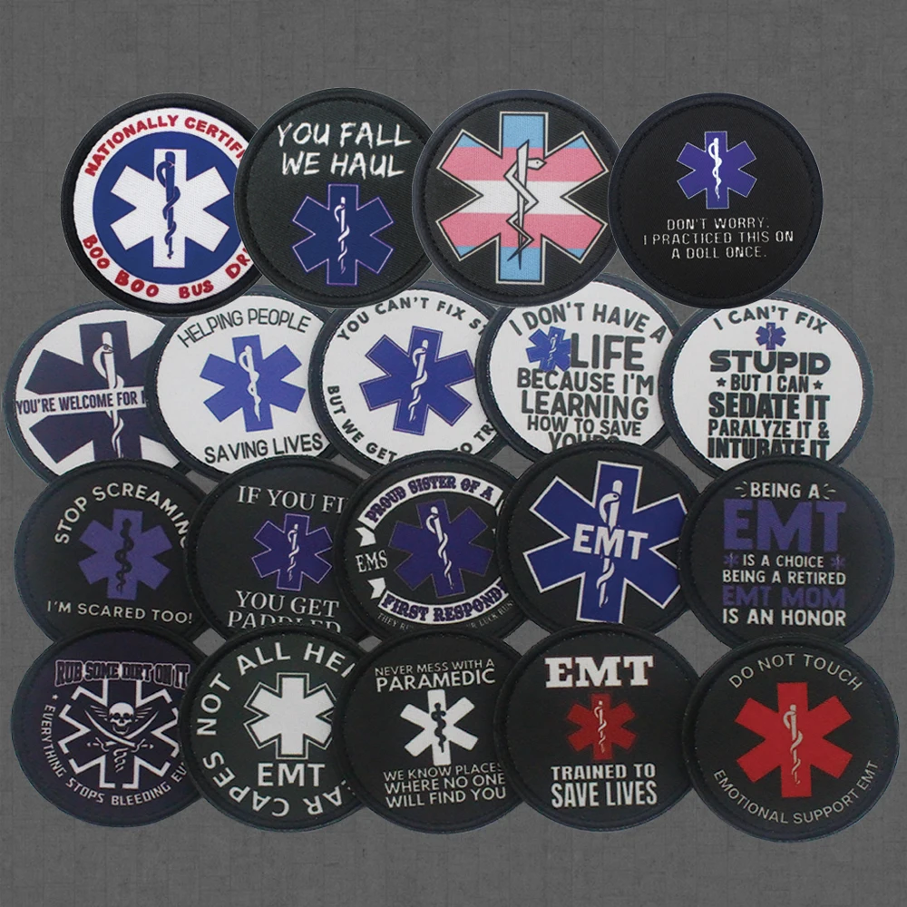 El primer respondedor paramédico EMT MED no puede fijar parche humorístico estúpido, aplique de bucle de gancho de insignia táctica de emergencia médica divertida