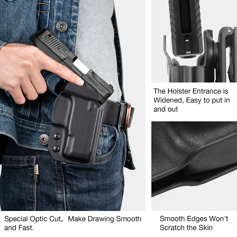 Para Springfield Hellcat, funda OWB Kydex, cinturilla exterior, bolsa táctica de caza de extracción rápida, bloqueo de sonido de clic, mano derecha - imagen 4