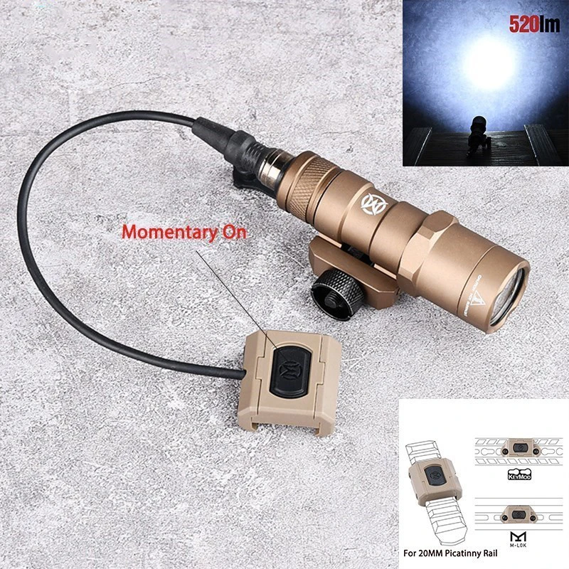 WADSN-linterna táctica M300 M300B para caza, accesorio de luz para arma de explorador Airsoft con interruptor de presión, compatible con riel Picatinny de 20mm - imagen 5