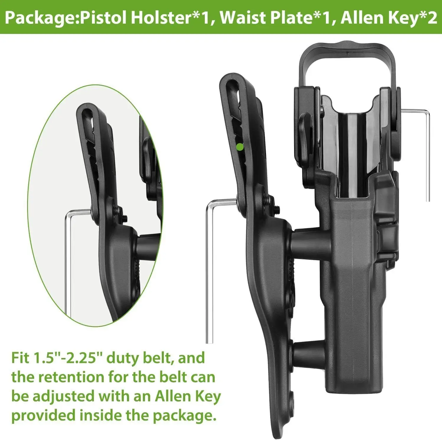 Funda OWB de retención de nivel III para Glock 17/19/31/32(Gen1-5),G22/23(Gen1-4),desbloqueo con dedo índice y pulgar, mano derecha - imagen 4
