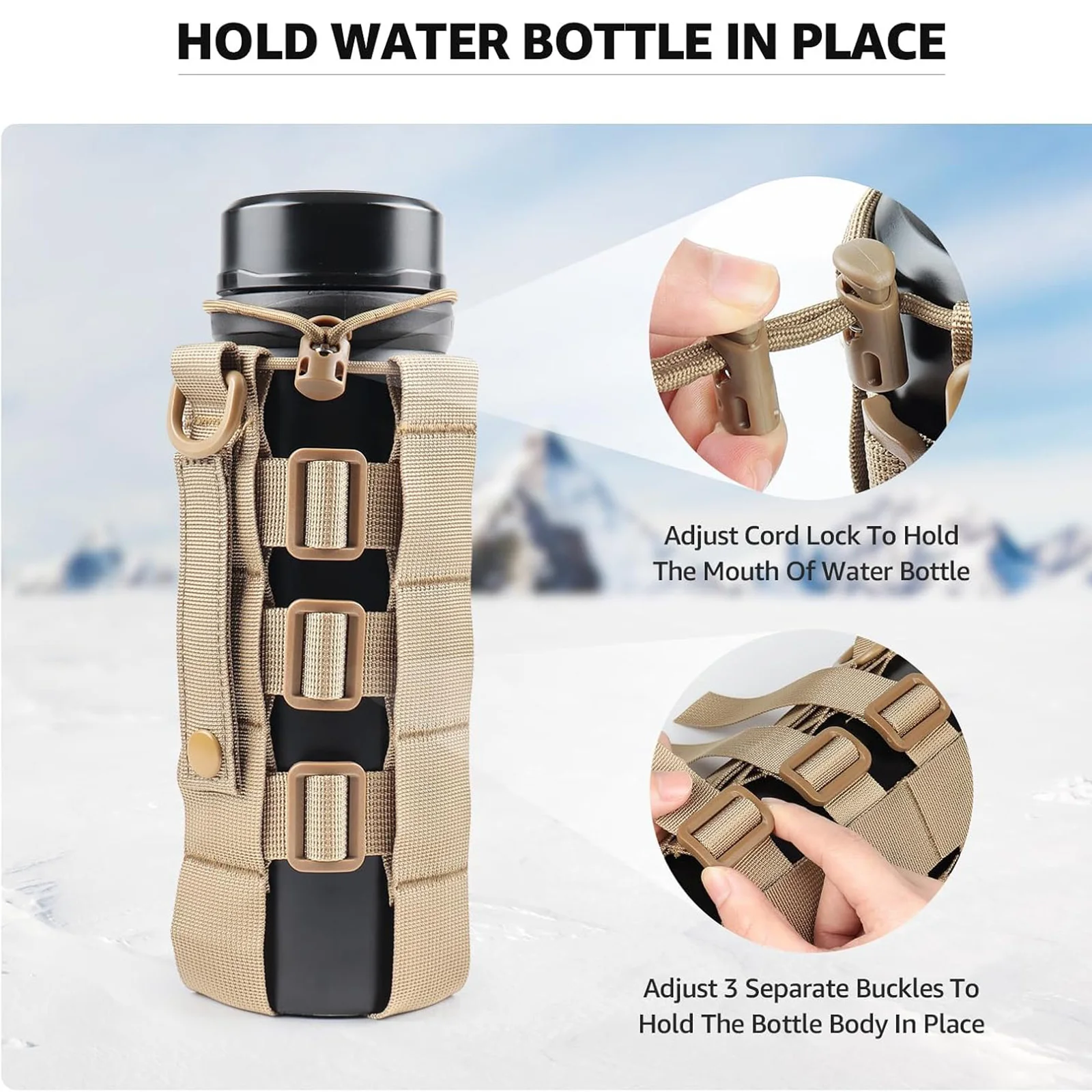 Bolsa para botella de agua, soporte ajustable para hervidor de agua para deportes al aire libre para caminar al aire libre, correr, senderismo y ciclismo - imagen 3