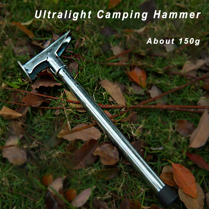 Martillo de clavos para tienda de campaña al aire libre, extractor de aluminio ultraligero, martillo multifuncional para montañismo, toldo de lona