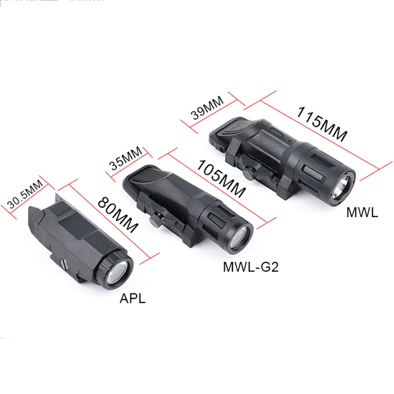 MINI linterna táctica APL para pistola G17 G18 G19, luz estroboscópica de caza al aire libre, 400 lúmenes, compatible con riel Picatinny de 20mm - imagen 4