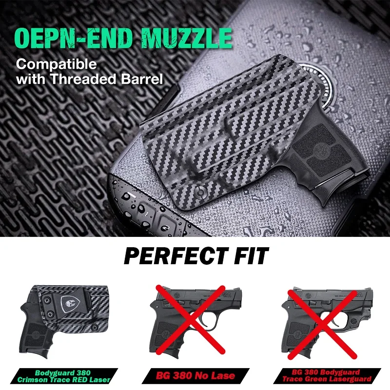 Fundas de carbono IWB Fider para S & W Bodyguard 380, pistolera táctica de dibujo rápido para exteriores, bolsas de pistola para mano derecha WARRIORLAND - imagen 2