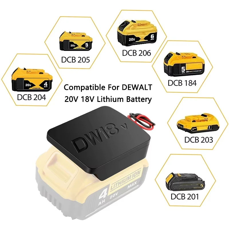 Adaptador de ruedas eléctricas profesionales para Dewalt, adaptador de conector de alimentación de base de batería de 20V y 18V, cables de 14AWG, accesorios de herramientas eléctricas - imagen 5