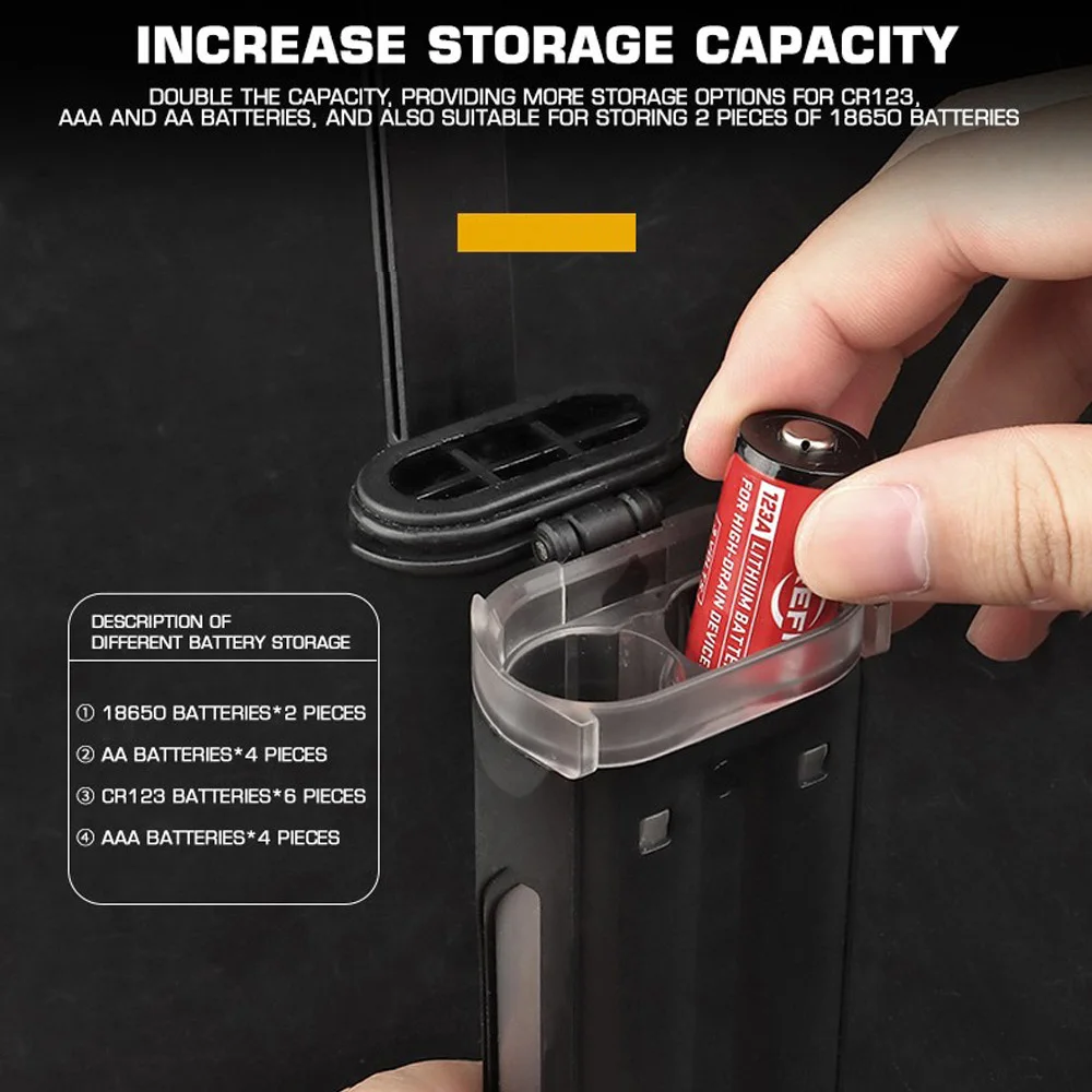 Caja de almacenamiento de batería táctica MOLLE Airsoft, estuche de herramientas de caza, resistente al agua, CR123, pilas AA/AAA 18650, equipo de transporte - imagen 4