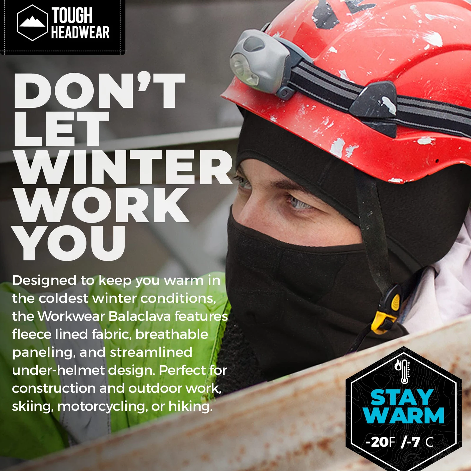 Gorro resistente Máscara facial completa para clima frío, pasamontañas para hombre Calentador facial - Máscaras de esquí de lana de invierno Motocicleta y construcción - imagen 4