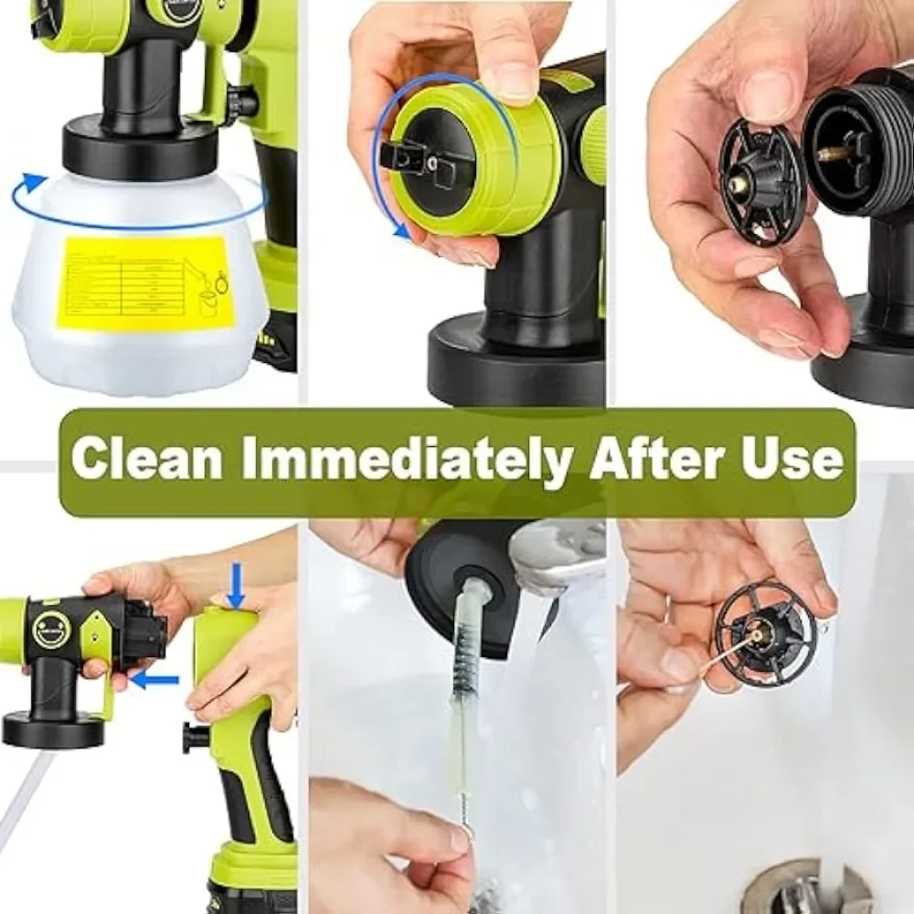 PISTOLA DE PULVERIZACIÓN eléctrica inalámbrica, pulverizador de pintura sin aire, aerógrafo con revestimiento de acero para muebles de automóvil, herramienta eléctrica para batería Ryobi de 20V - imagen 4