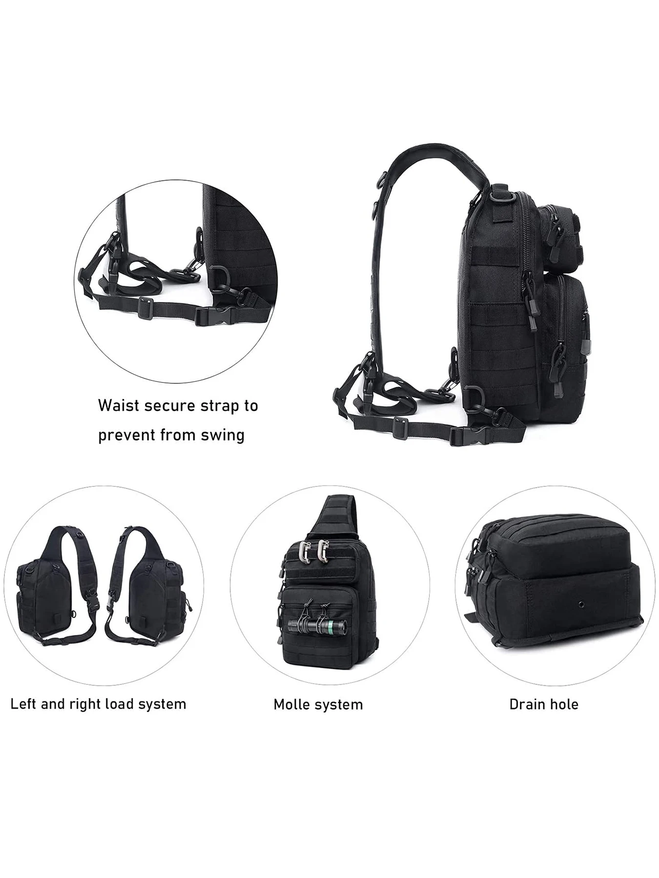 Bolsa táctica Rover, bandolera Molle Assault Range PackS, bolsa de día para pañales para hombres, viajes, senderismo, Camping - imagen 4