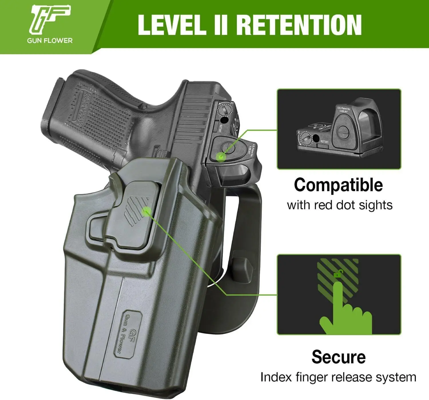 Funda Universal OWB compatible con Beretta/CZ/Glock/EAA /IWI/HK/Ruger/Springfield/Taurus, mano derecha - imagen 3