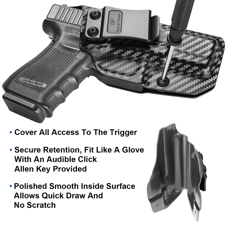 Funda de Gunflower para Glock19, 19x23, 32, 45(Gen 5, 4, 3) /G17/22/31, fundas de pistola de fibra de carbono táctiles IWB con Clip para cinturón - imagen 4