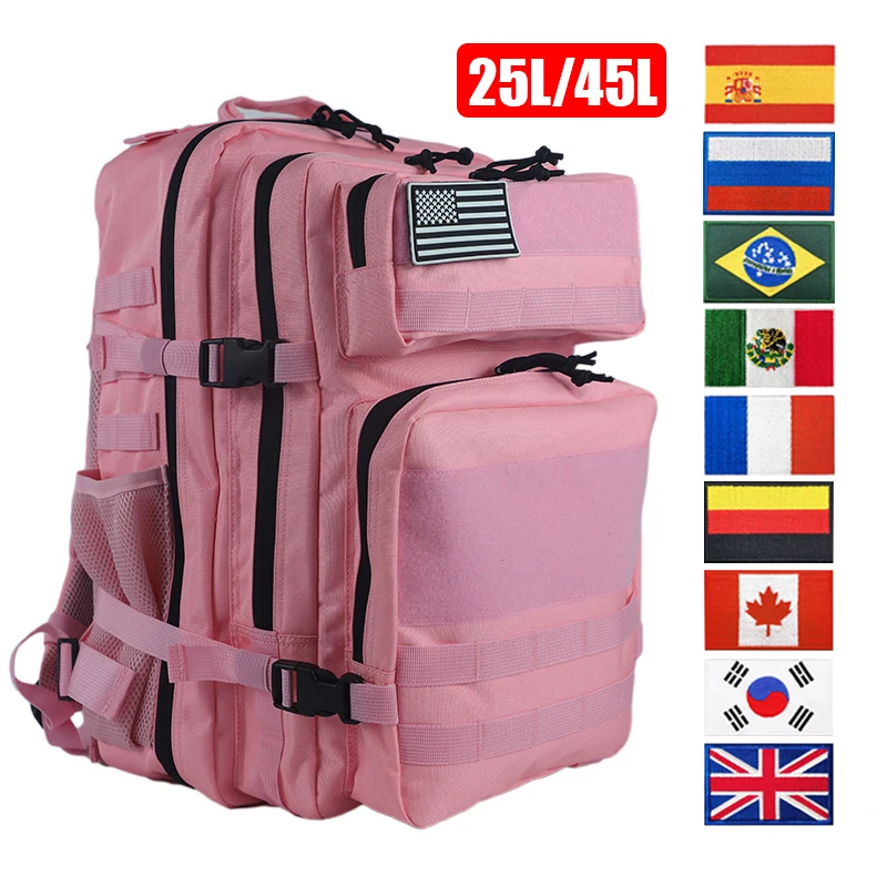 Mochila táctica militar para hombre y mujer, bolsa de nailon de 25L, 45L, 3P, ideal para acampar, cazar, Trekking al aire libre, escalada - imagen 3