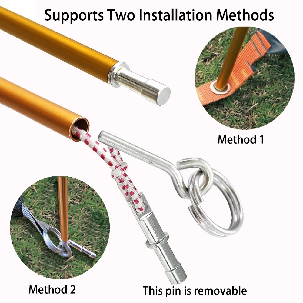 (2 unids/par) accesorios de repuesto de aluminio para poste de tienda de campaña, 3,6 m, 4m, 4,4 m, accesorios de reparación para tienda de campaña al aire libre - imagen 3
