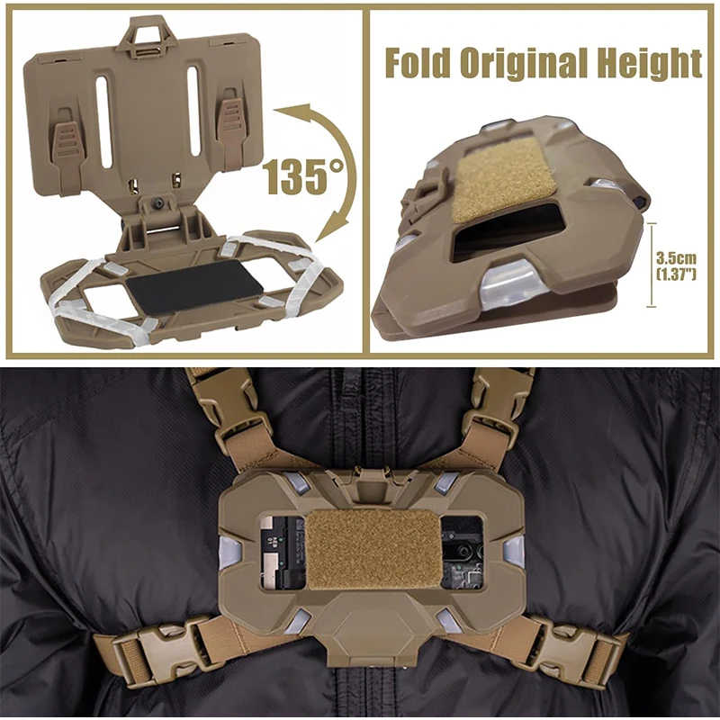 Chaleco táctico MOLLE para teléfono y mapa, soporte plegable - imagen 5