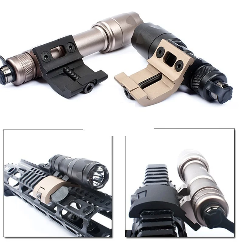 WADSN-linterna táctica SF M300A M600C, Base de montaje Offset de Metal, compatible con riel Picatinny de 20mm, Arma de caza, accesorio de explorador Airsoft - imagen 3