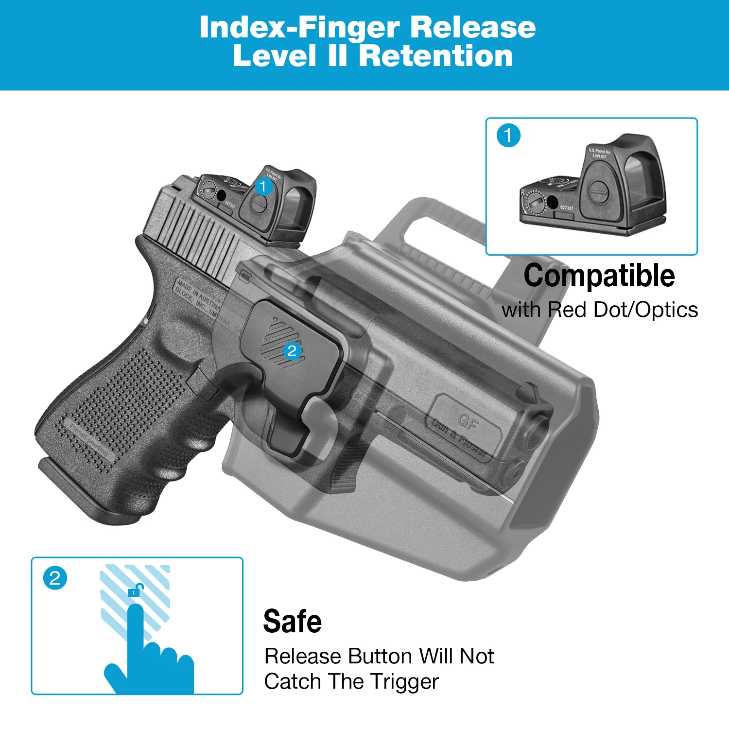Funda Universal OWB para Canik/FN/Walther/Browning/S&W/Sarsilmaz/Sig/Girsan/Stoeger/Bersa / 1911/Glcok/Taurus/ Springflied/CZ - imagen 5