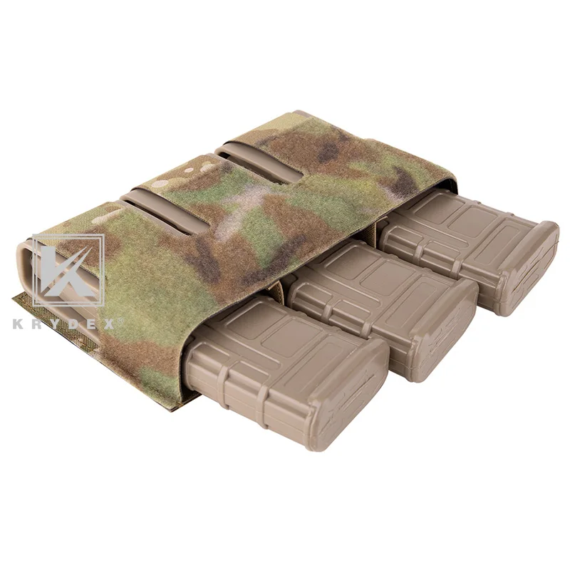 KRYDEX KTS Triple 5,56 bolsa para revistas M4 AR15 Mag solapa frontal gancho y bucle inserto MP2 para FCPC FCSK JPC chaleco de caza equipo - imagen 4
