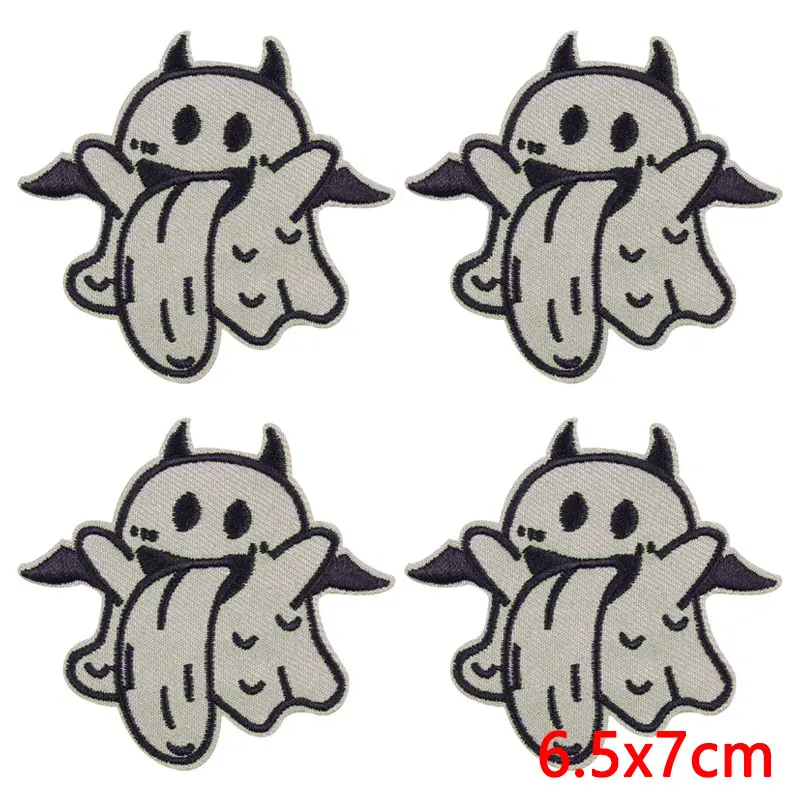 10 unids/lote de parches bordados de fantasmas divertidos para ropa, parche bordado de sombrero mágico de Halloween, parches para planchar para pegatinas de ropa - imagen 2