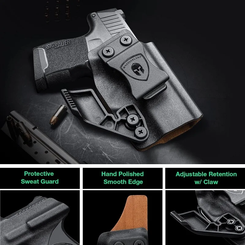 Compatible con Glock17/19/19X/26/44/45 Gen(1-5),Glock 23/32 (1-4), funda Kydex IWB, interior de cuero, corte óptico y garra, mano derecha - imagen 5