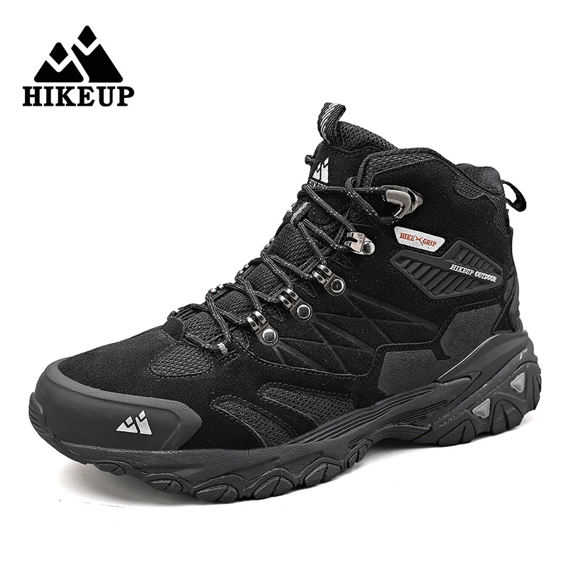 HIKEUP, nuevos zapatos de senderismo para hombre, zapatillas de deporte de cuero para exteriores, botas de Trekking para hombre, botines tácticos para acampar y cazar para hombre - imagen 5