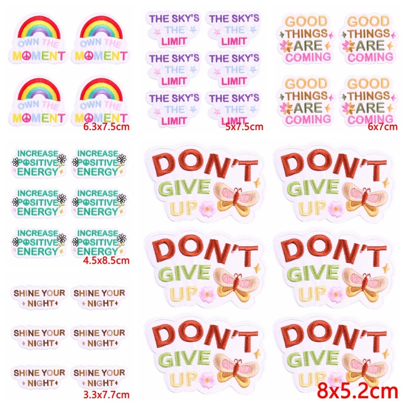 10 unids/lote de parches bordados con letras de dibujos animados, parches para planchar para ropa, parches bordados para escribir, apliques para ropa Diy