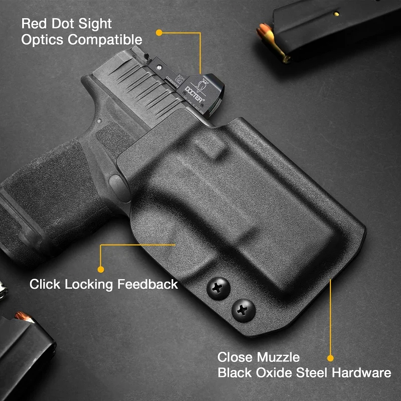 Para Springfield Hellcat, funda OWB Kydex, cinturilla exterior, bolsa táctica de caza de extracción rápida, bloqueo de sonido de clic, mano derecha - imagen 2