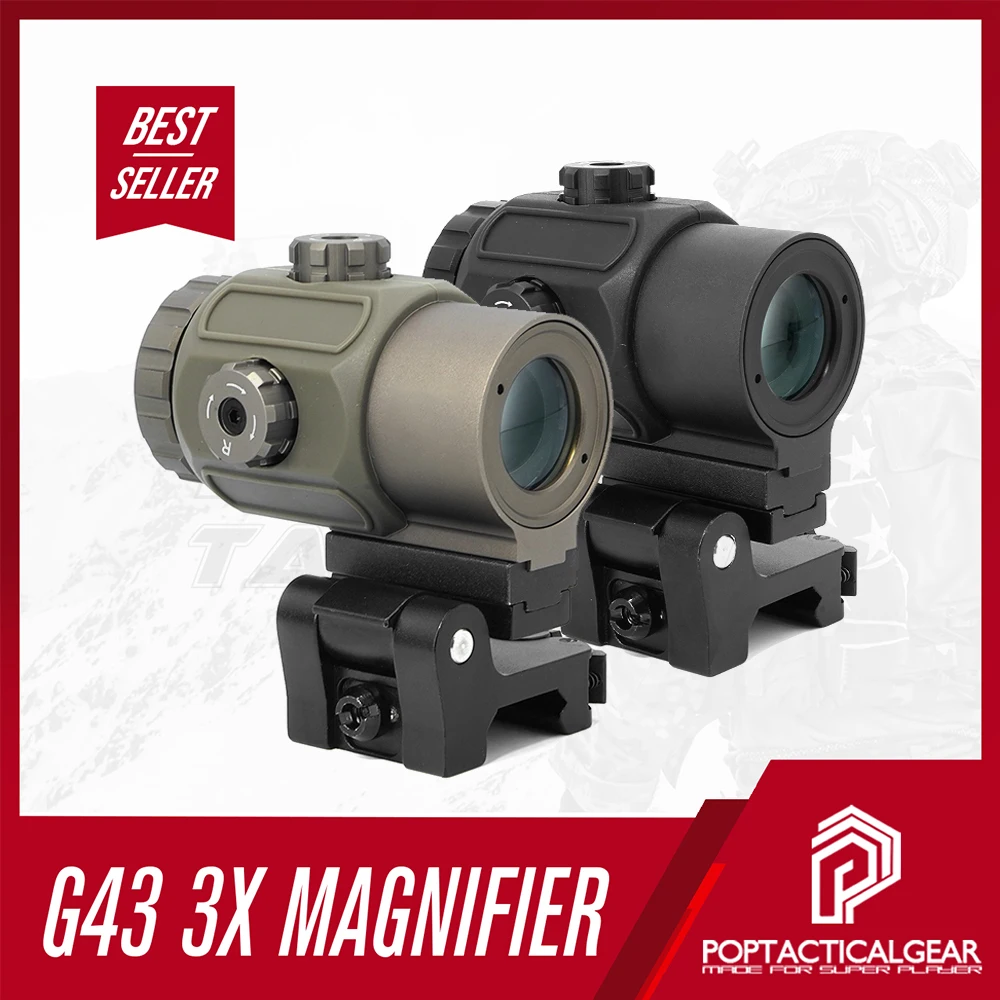 Lupa táctica G43, mira con interruptor al lado, montaje STS QD apto para riel de 20mm, marcado de bandera estadounidense, caza