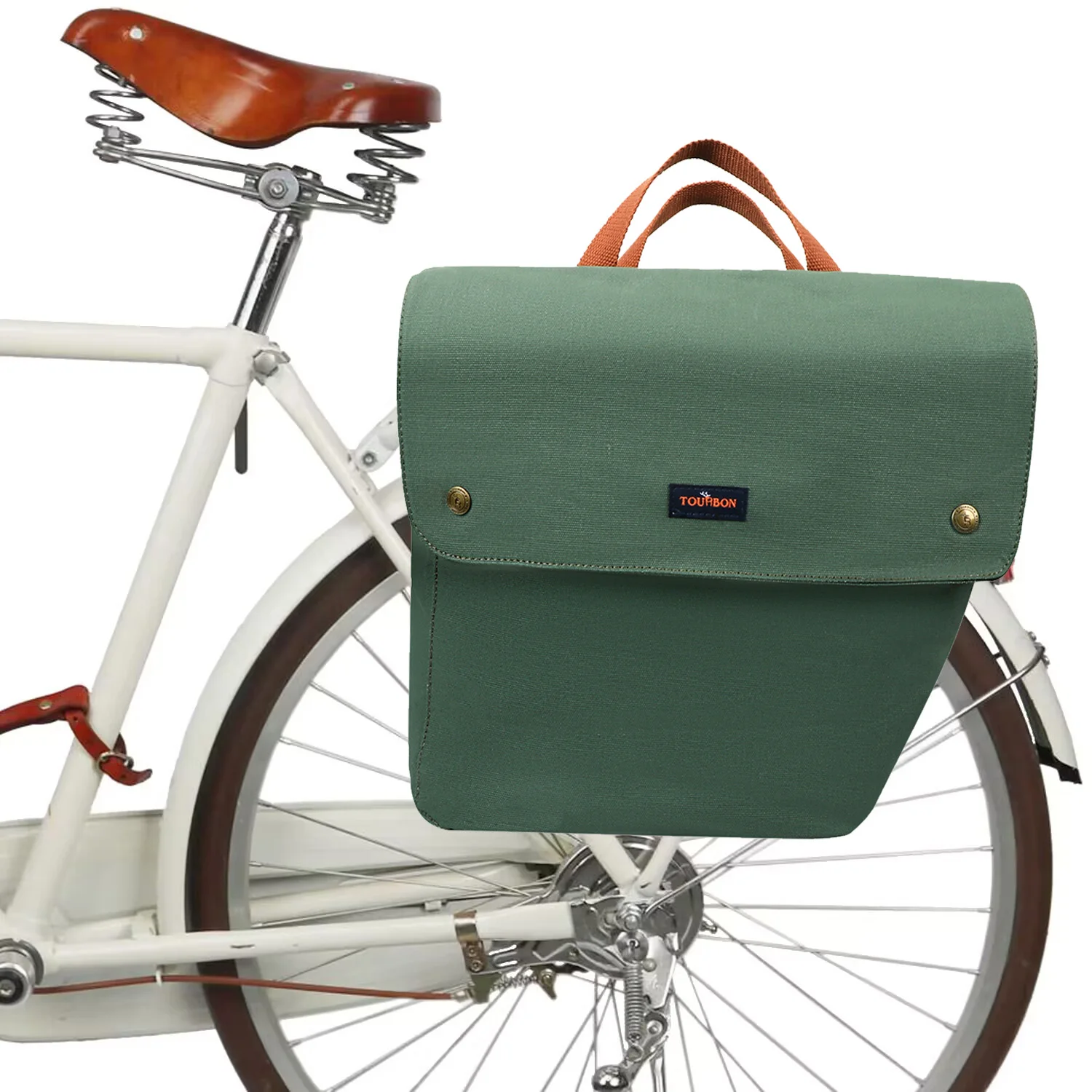 Tourbon-alforjas de bicicleta Vintage para asiento trasero, bolsas de sillín de bicicleta, equipaje de ciclismo, dos almacenamiento, lona de cera repelente al agua de 23L - imagen 2