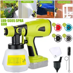 PISTOLA DE PULVERIZACIÓN eléctrica inalámbrica de 1000ml, pulverizador de pintura, aerógrafo con revestimiento de acero para muebles de automóvil para batería Ryobi de 18V (sin batería)