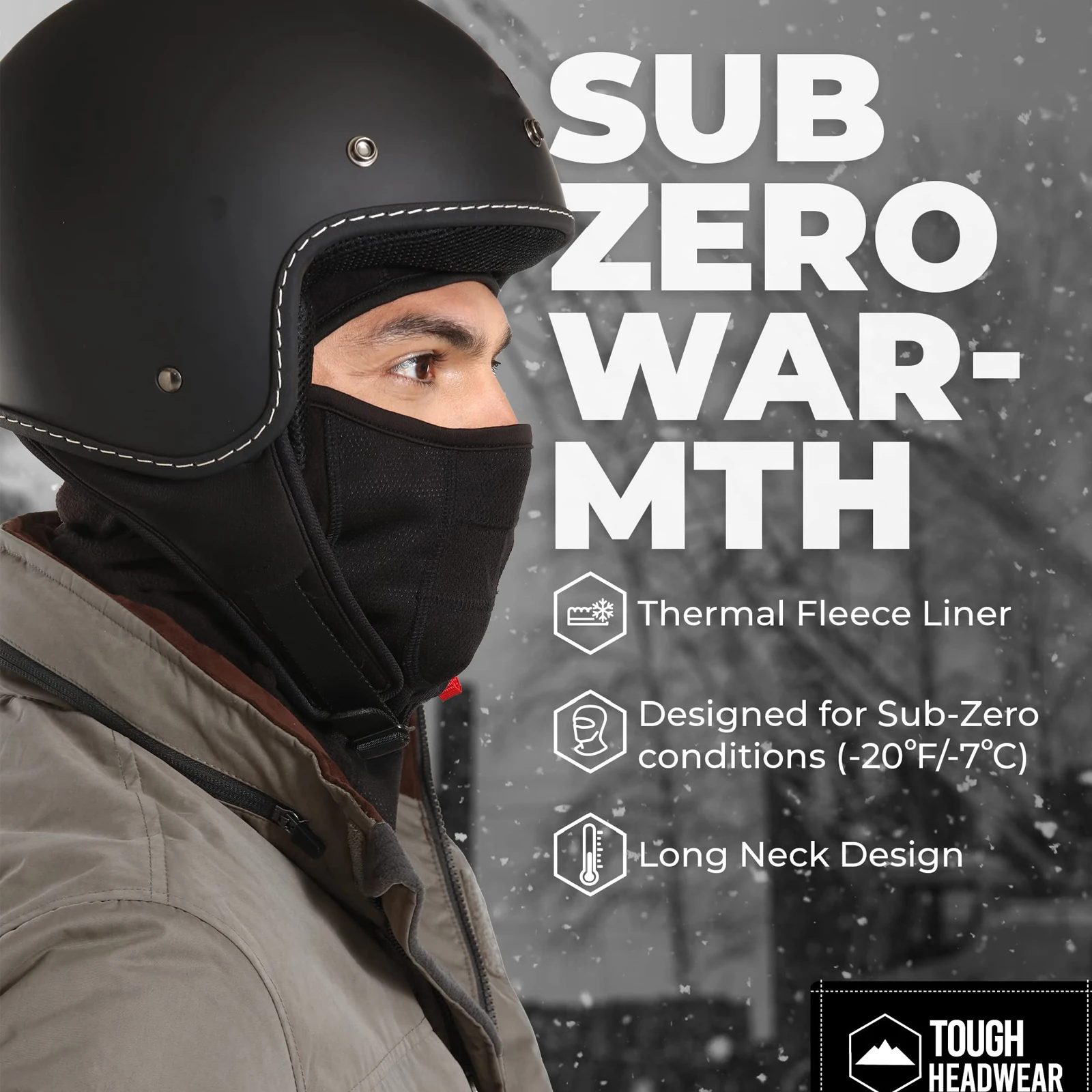 Gorro resistente Máscara facial completa para clima frío, pasamontañas para hombre Calentador facial - Máscaras de esquí de lana de invierno Motocicleta y construcción - imagen 5