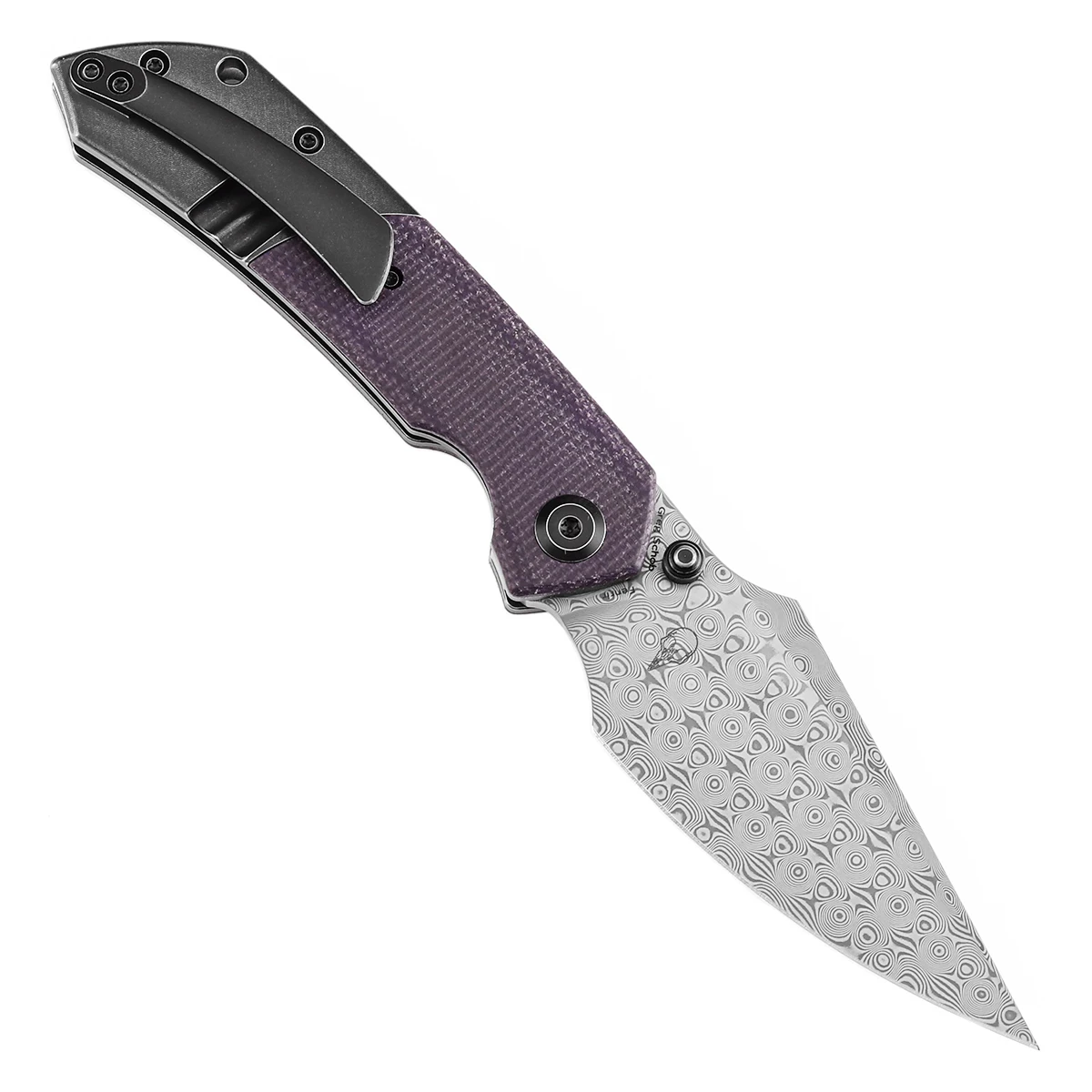 Cuchillo plegable Kansept Fenrir, hoja Damasco, micarta violeta - imagen 3