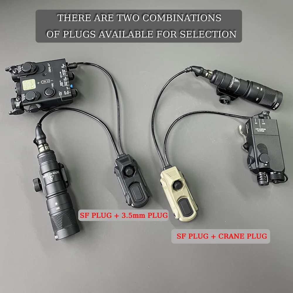 Interruptor táctico de presión remota Dual SF / Crane Laser, enchufe de 3,5mm, M300, M600, botón de luz Scout, linterna para riel de 20mm, Airsoft - imagen 5