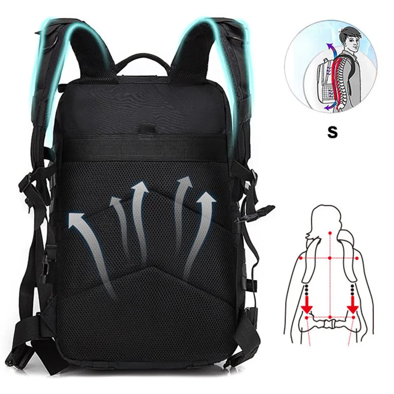 Mochila táctica de gran capacidad para hombre, bolsas impermeables, paquete de asalto multifuncional para acampar, Trekking - imagen 4