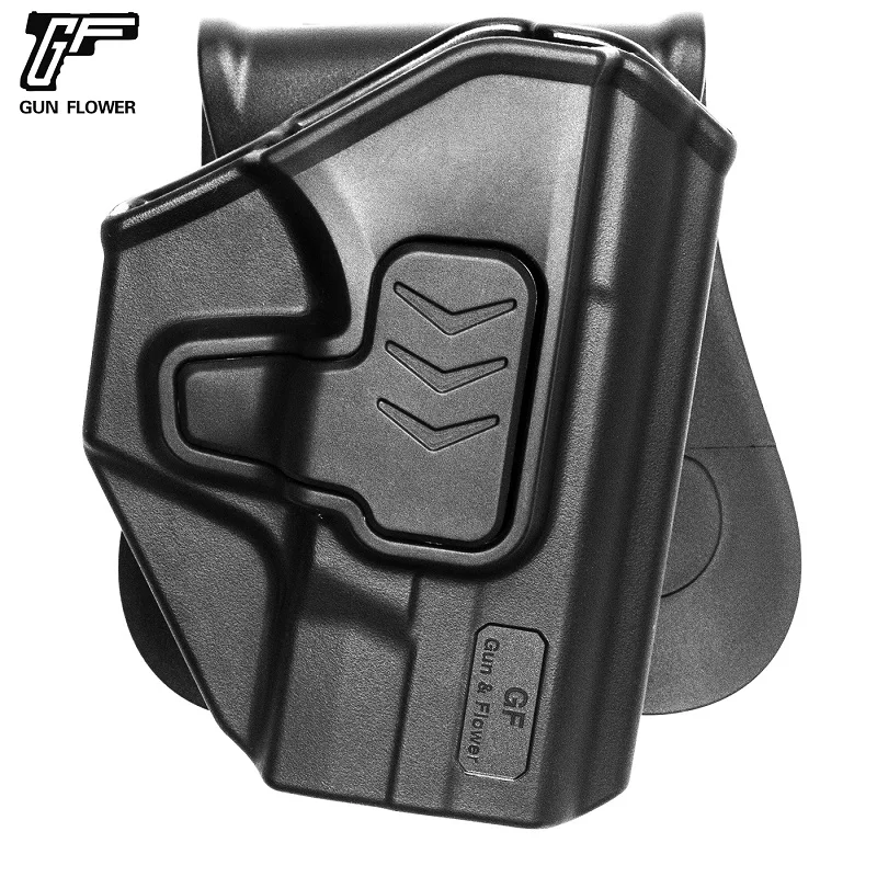 Para S & W M & P Sheild funda táctica de polímero OWB, funda de paleta mate nivel 2 bolsa de soporte negra pistola y flor de mano derecha - imagen 3