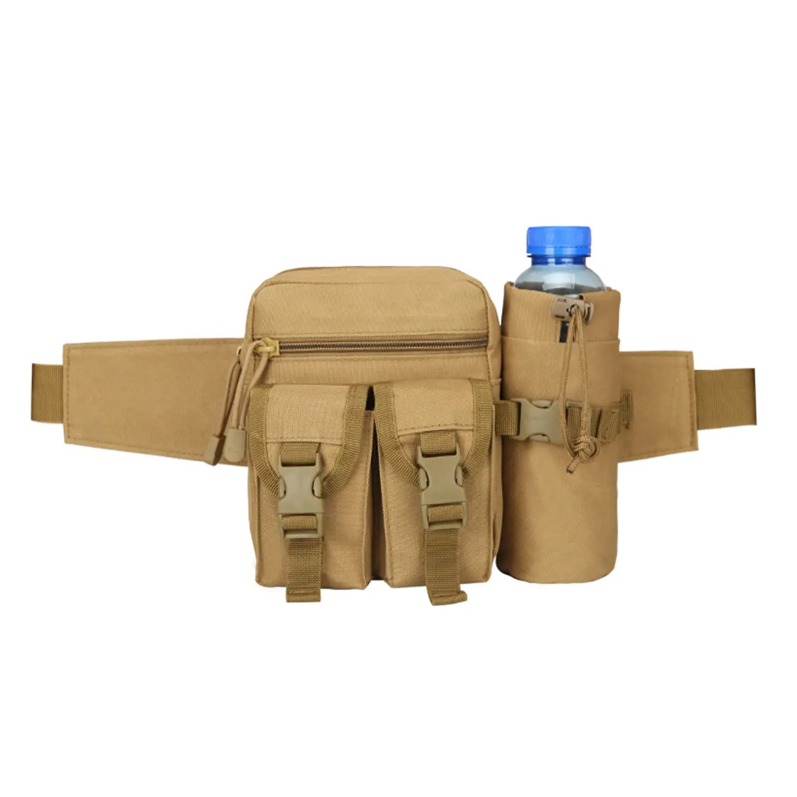 Riñonera para exteriores, riñonera impermeable de nailon, cómoda, de gran capacidad, para viajes, deportes, color canela