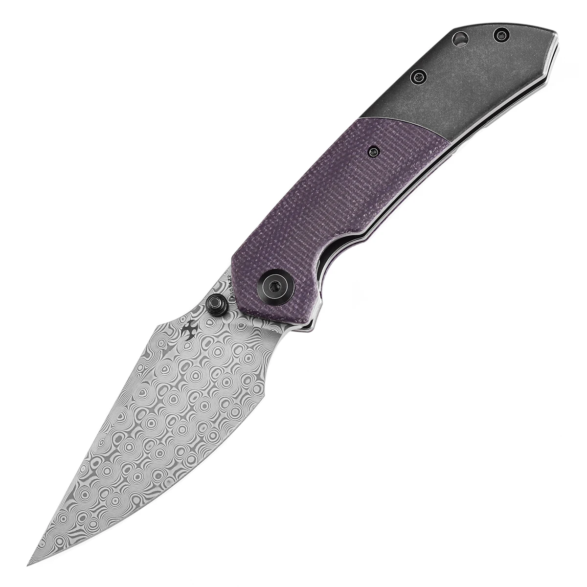Cuchillo plegable Kansept Fenrir, hoja Damasco, micarta violeta - imagen 2