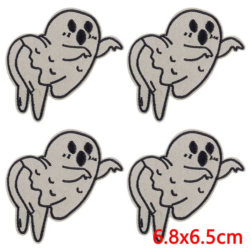 10 unids/lote de parches bordados de fantasmas divertidos para ropa, parche bordado de sombrero mágico de Halloween, parches para planchar para pegatinas de ropa - imagen 3