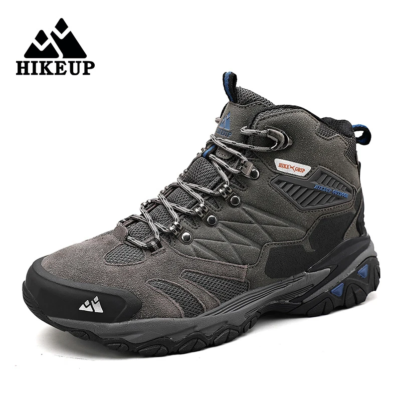 HIKEUP, nuevos zapatos de senderismo para hombre, zapatillas de deporte de cuero para exteriores, botas de Trekking para hombre, botines tácticos para acampar y cazar para hombre - imagen 5