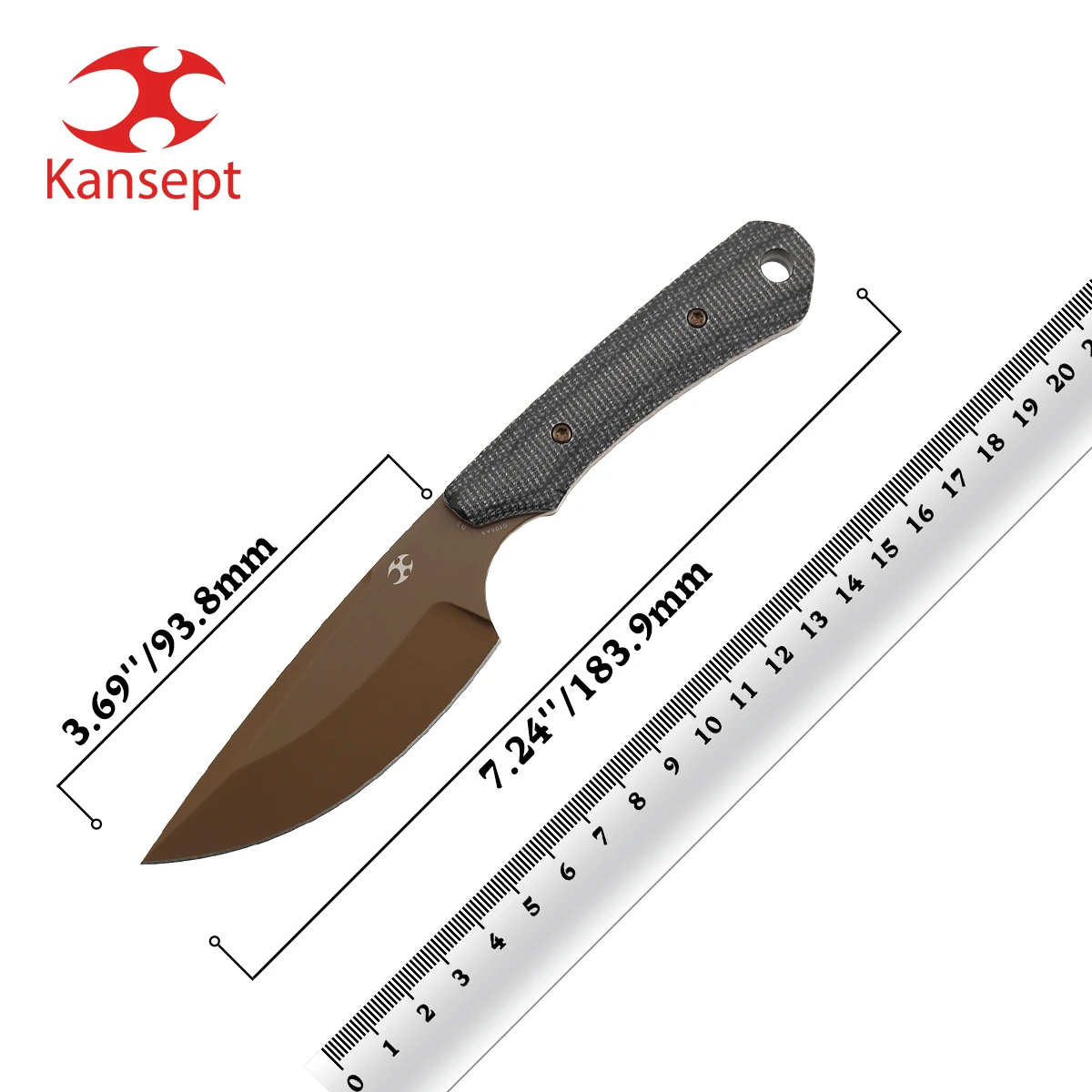 Kansept G006 cuchillo de hoja fija Flank D2 G10 Micarta fibra carbono