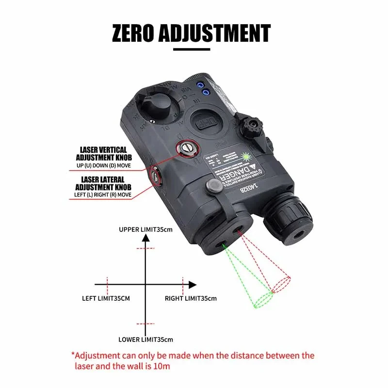 PEQ-15 Puntero Láser Airsoft Verde Rojo Azul IR LED Táctico - imagen 4