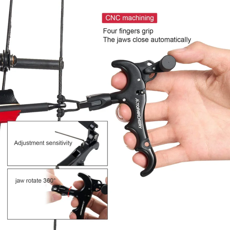 Toparchery Release Arco Compuesto 360° Rotativo Aluminium 4 Dedos - imagen 4