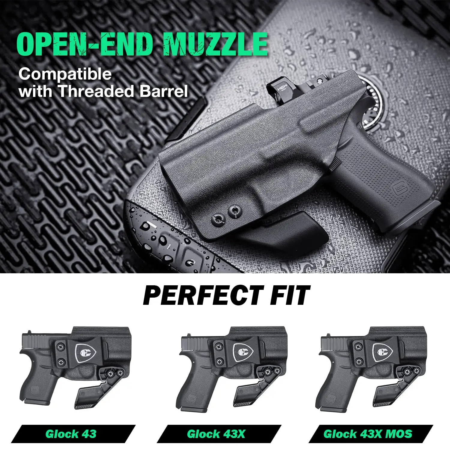 Sólo para Glcok 43/43X,G43X MOS,IWB Kydex Holster-Claw, vista Compatible, óptico, insertar sonido de clic, bolsa de pistola táctica, mano derecha - imagen 2