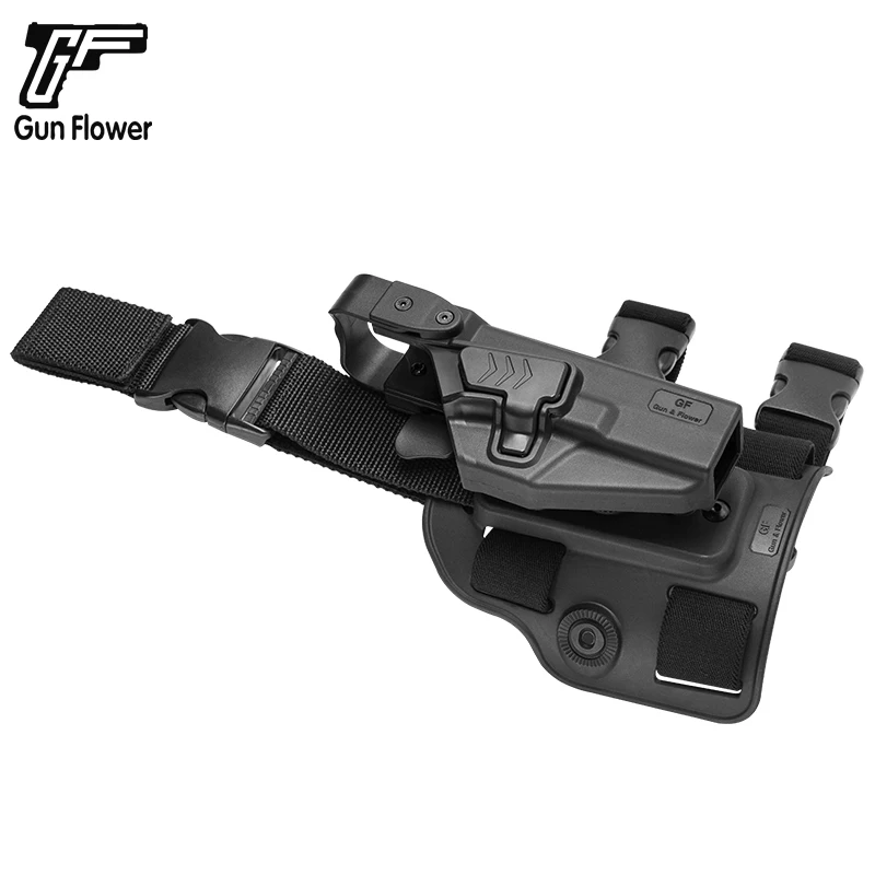 Para Glock 17 19 22 23 31 32 OWB fundas con pierna caída retención de nivel III plataforma multifunción pistola y flor mano derecha - imagen 4