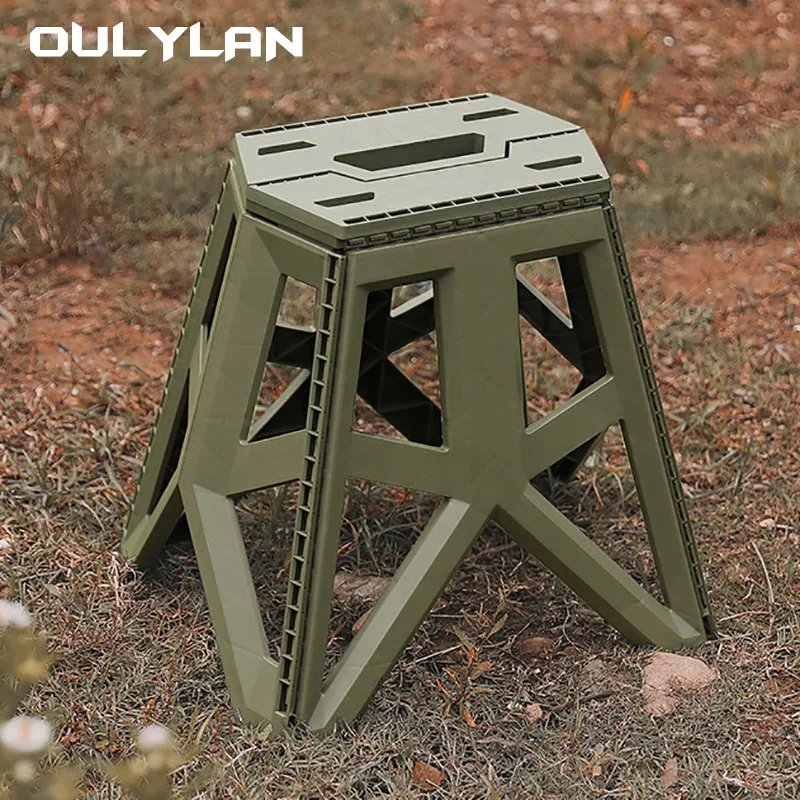 Taburete plegable portátil para exteriores, silla cuadrada de patas altas de plástico PP para acampar, barbacoa, ocio y Pesca - imagen 2