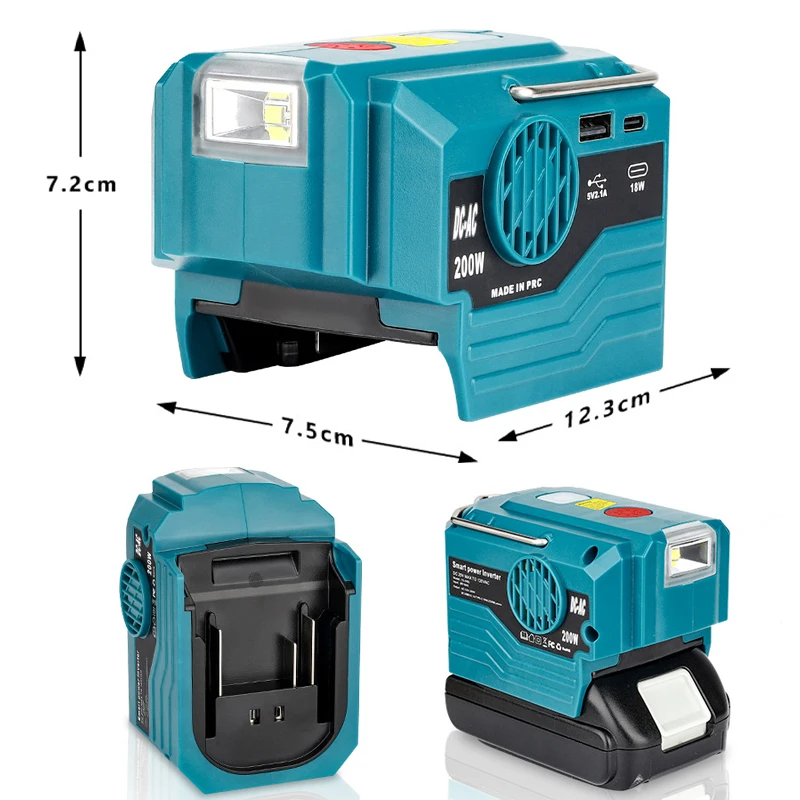 Nuevo adaptador de corriente de onda sinusoidal modificada de 200W CA 120-220V para inversor portátil para exteriores con batería Makita de 18V - imagen 2