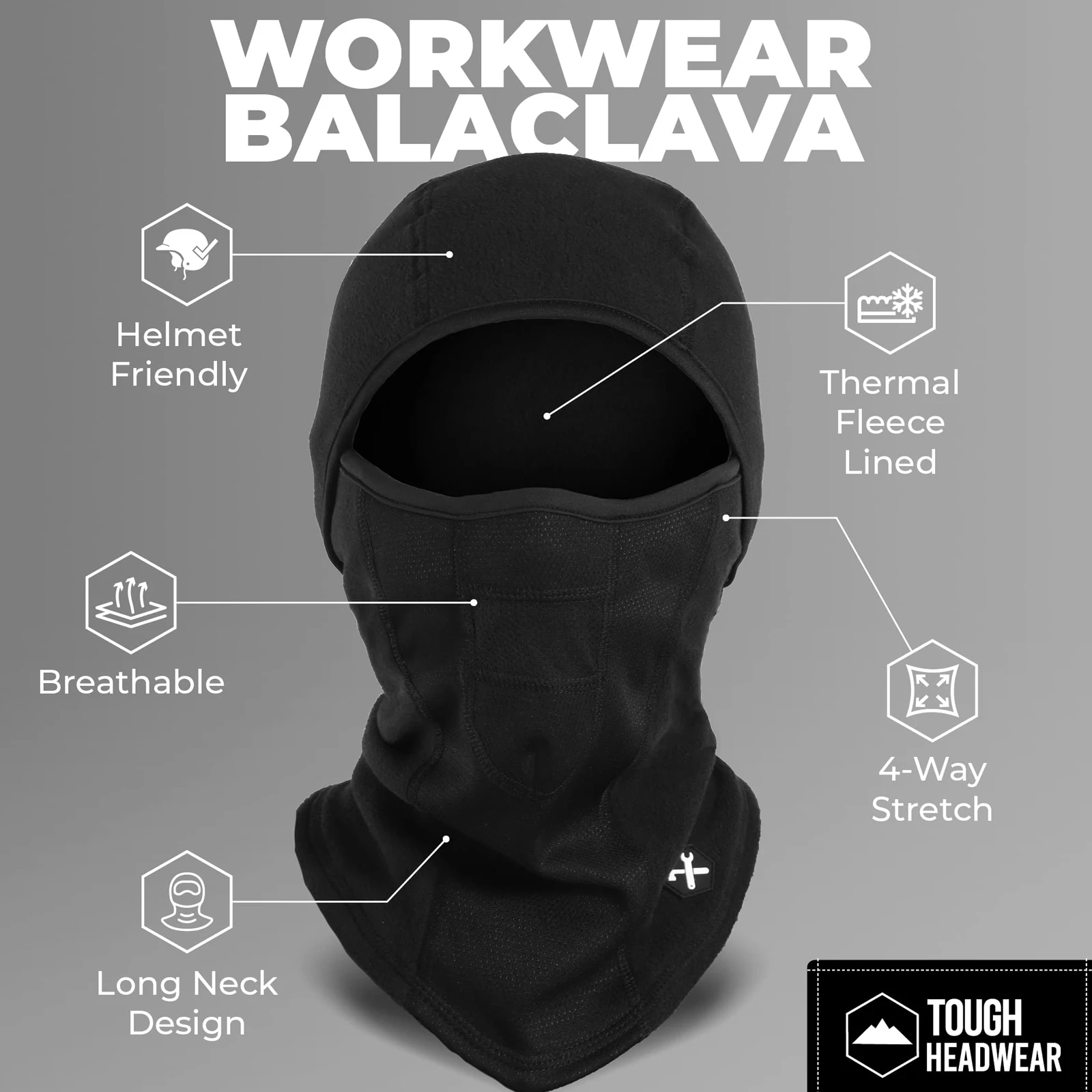 Gorro resistente Máscara facial completa para clima frío, pasamontañas para hombre Calentador facial - Máscaras de esquí de lana de invierno Motocicleta y construcción - imagen 2