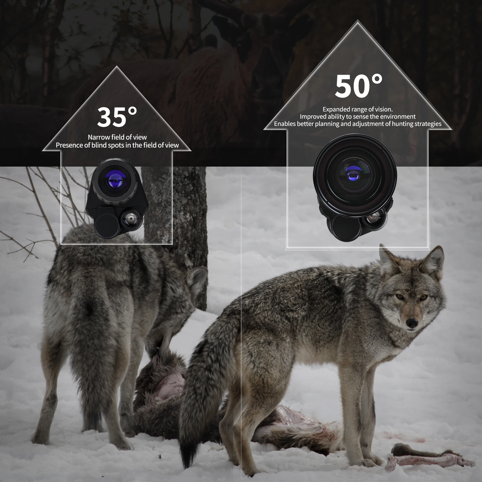 Lente gran angular NVG30/NVG10 para telescopio Monocular de visión nocturna IR de 940nm 55MM HD vista panorámica 50 °   NVG Caza Visión nocturna digital - imagen 4